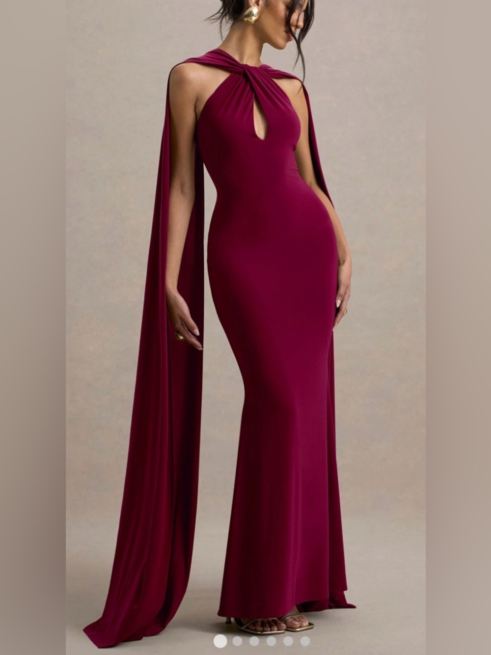 Club L London Rhoda Dress (Burgundy)
